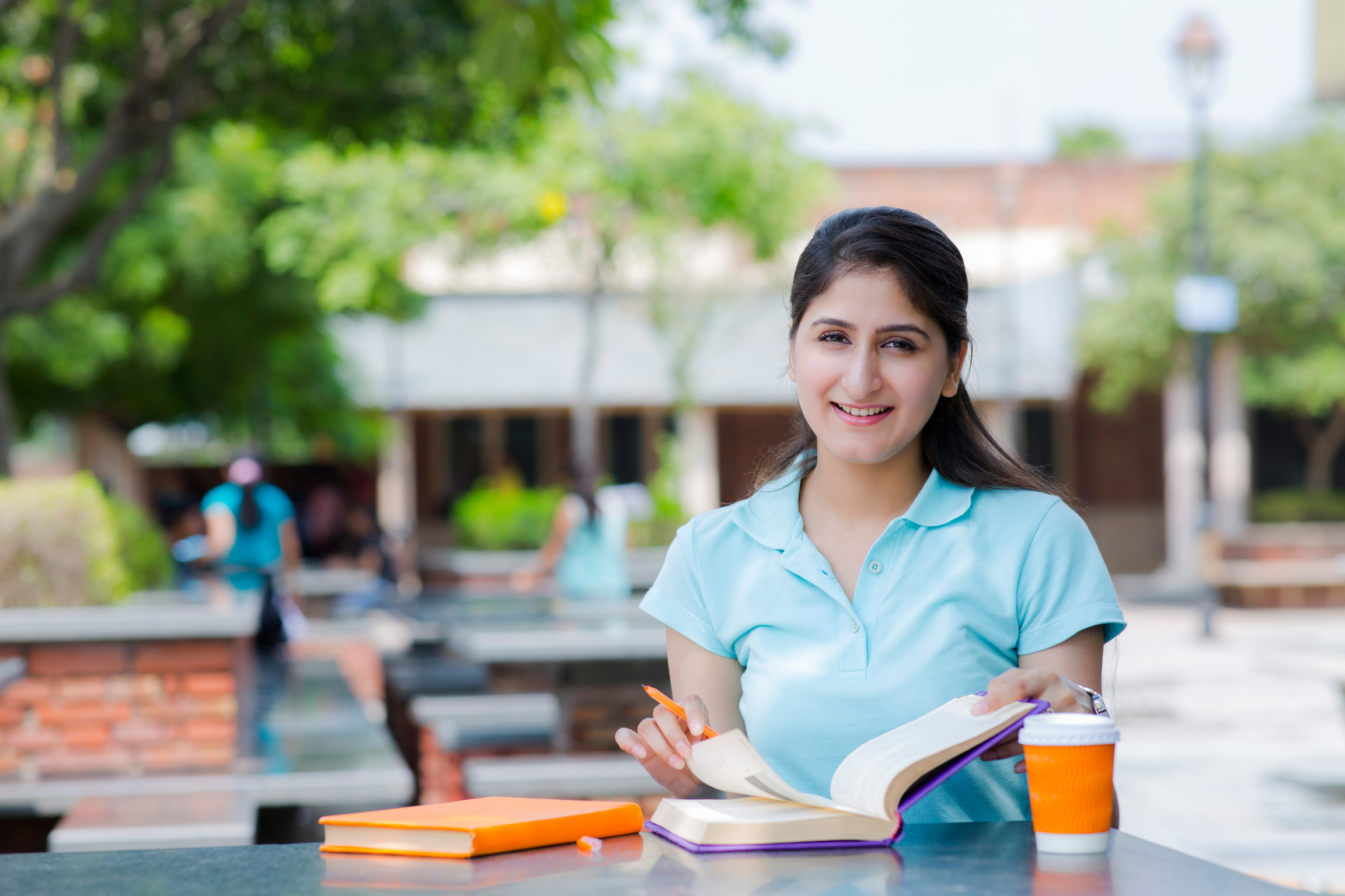 Indian female young college student of Indian ethnicity stock photo